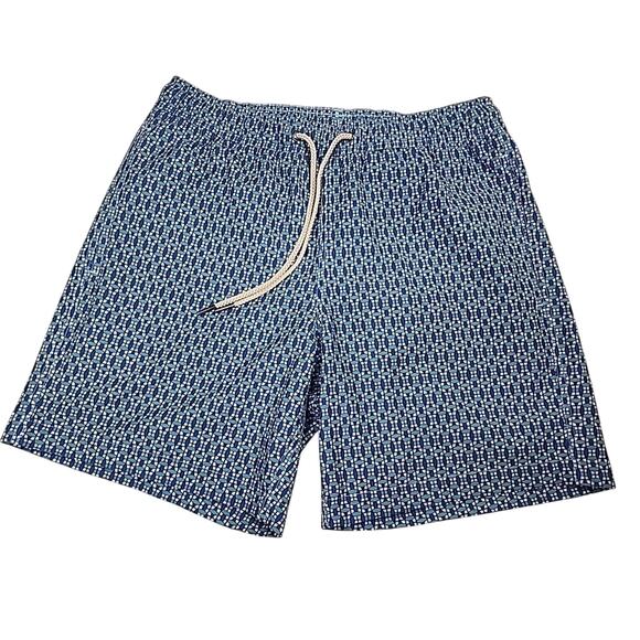 Fair Harbor Swim Trunks Mens Medium Green Blue Lined Shorts Pockets Beach Surf - Picture 1 of 8